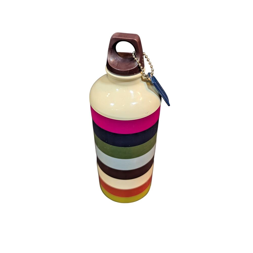 Coach Y2K Rainbow Metal Water Bottle Leatherware Canteen Collectible Travel RARE